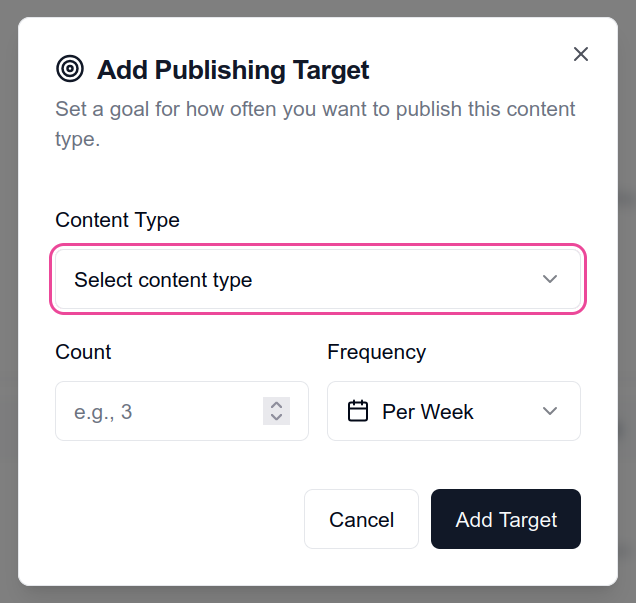 Adding posting targets and goals to your content calendar