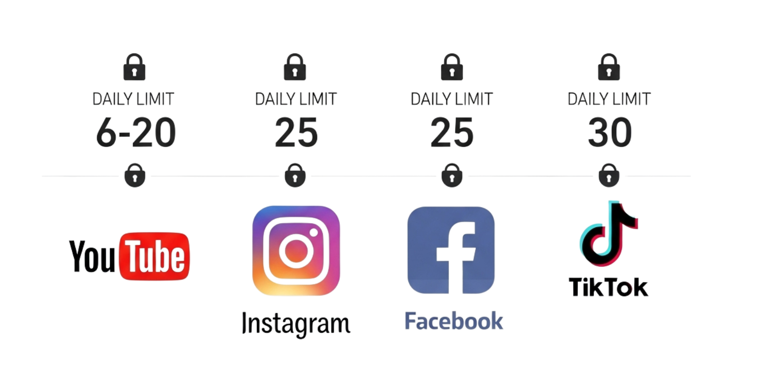 Daily Video Posting Limits via API for YouTube, Instagram, Facebook, and TikTok (2025 Guide)