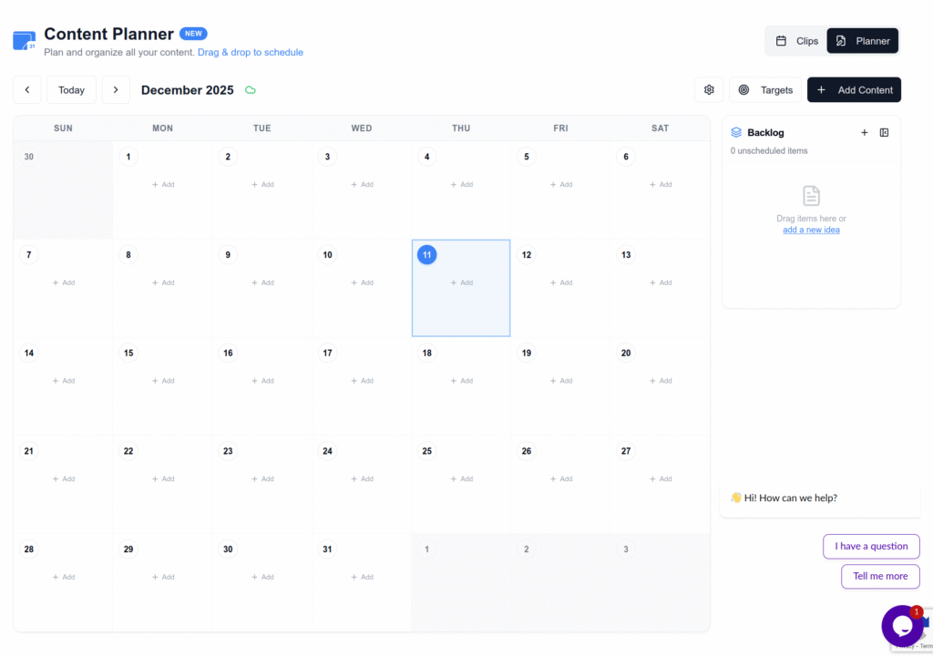 Content calendar in Social Media Automation Tools for Creators